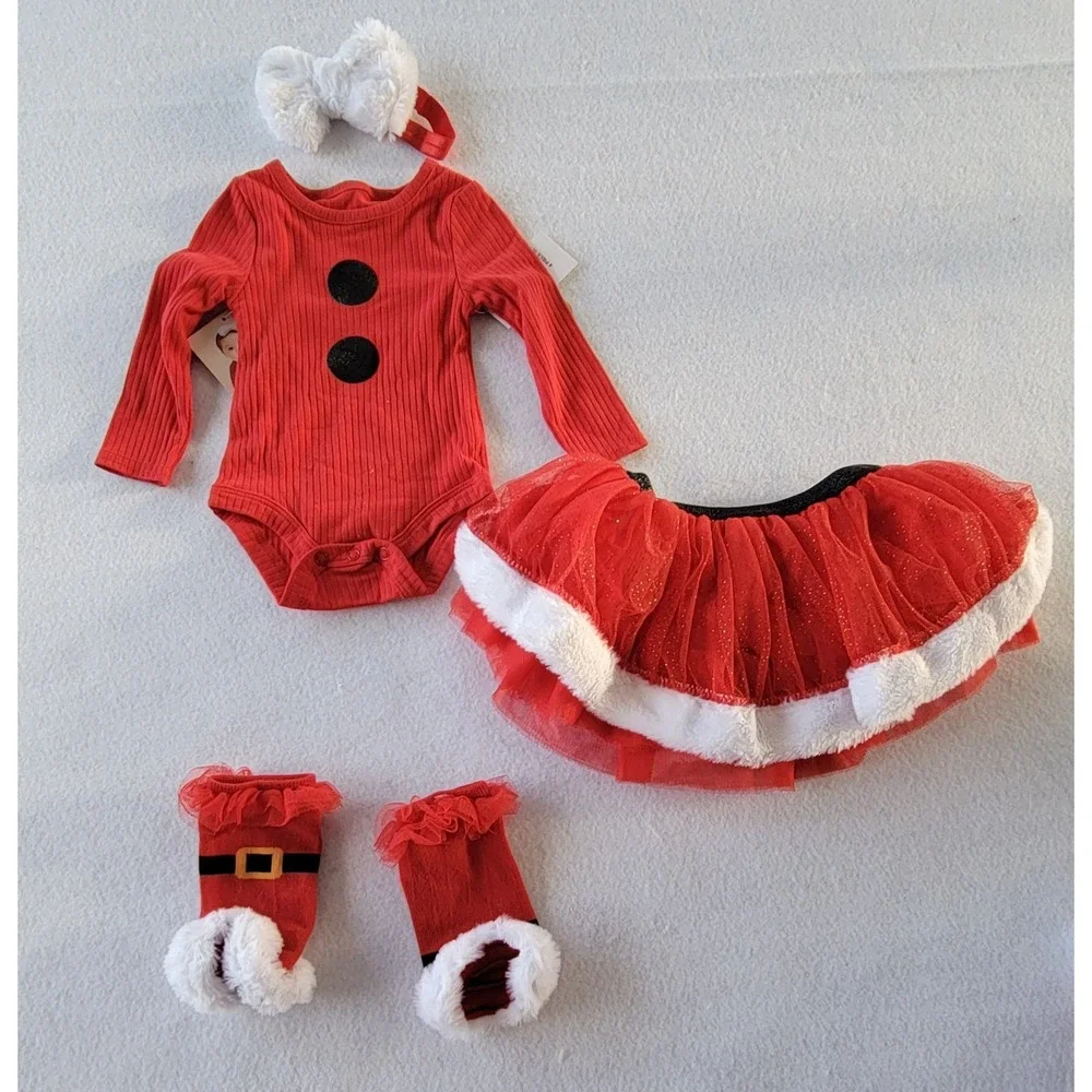 Baby Essentials Santa Tutu Size 3(1)-6(1)-9(1)-18(3)-24(1)‎ Months Red/Black